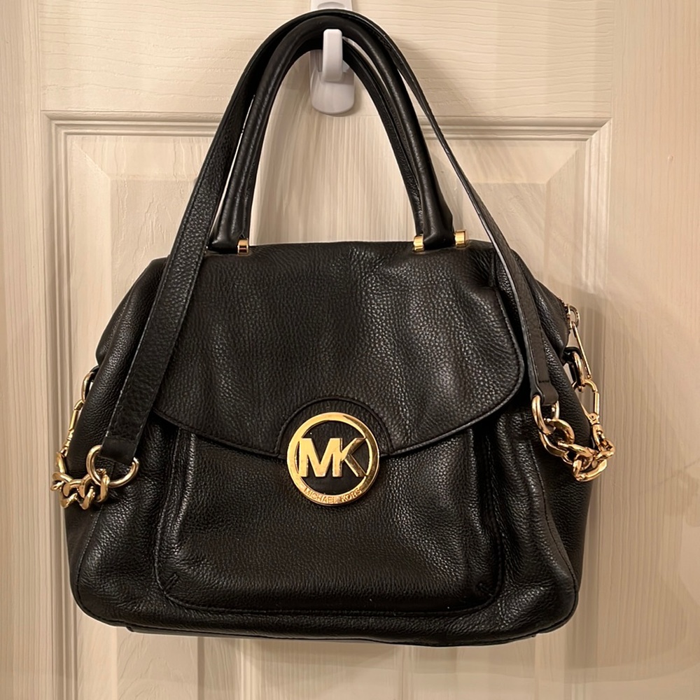 Michael Kors Fulton Leather Satchel Black